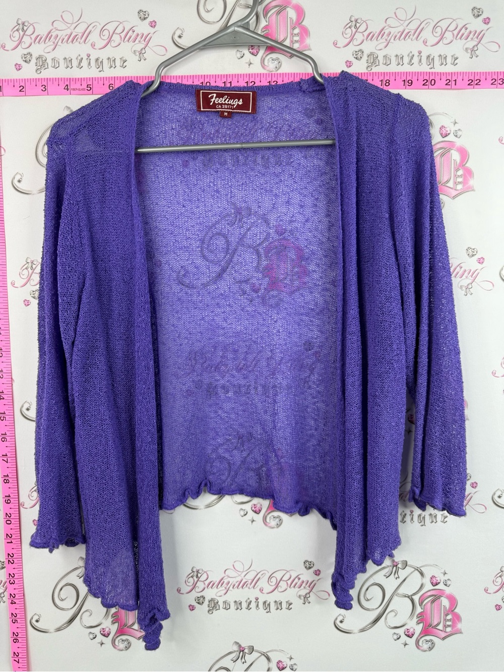 Feelings cardigan bolero knit crochet beach Open-Front Purple Women's Cardigan